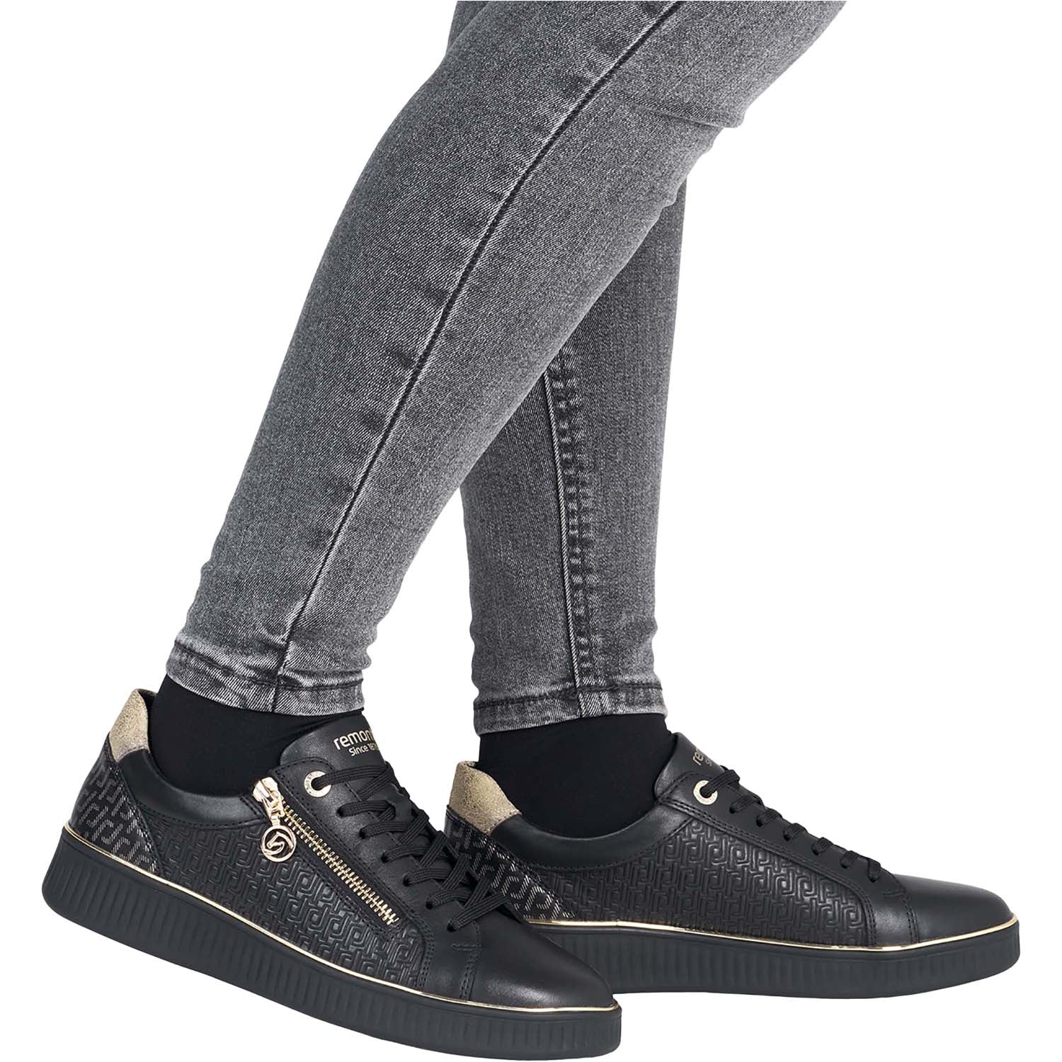 Remonte D2E00-03 Noelani 00 Women's Sporty Lace Up Shoes Schwarz/Alloy/Schwarz Leather
