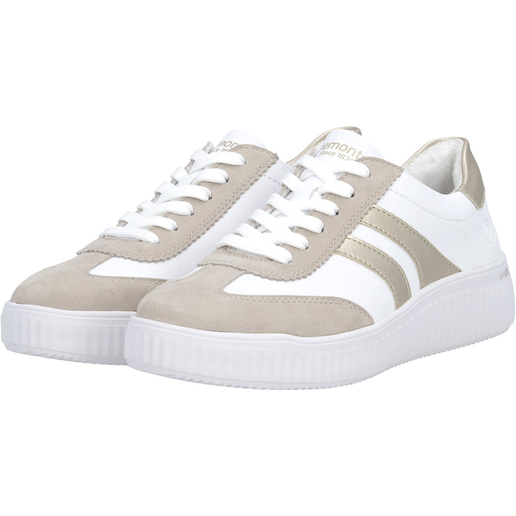 Remonte D3E00-80 Women's Sporty Lace Up Shoes Iceberg/Weiss/Pale Gold
