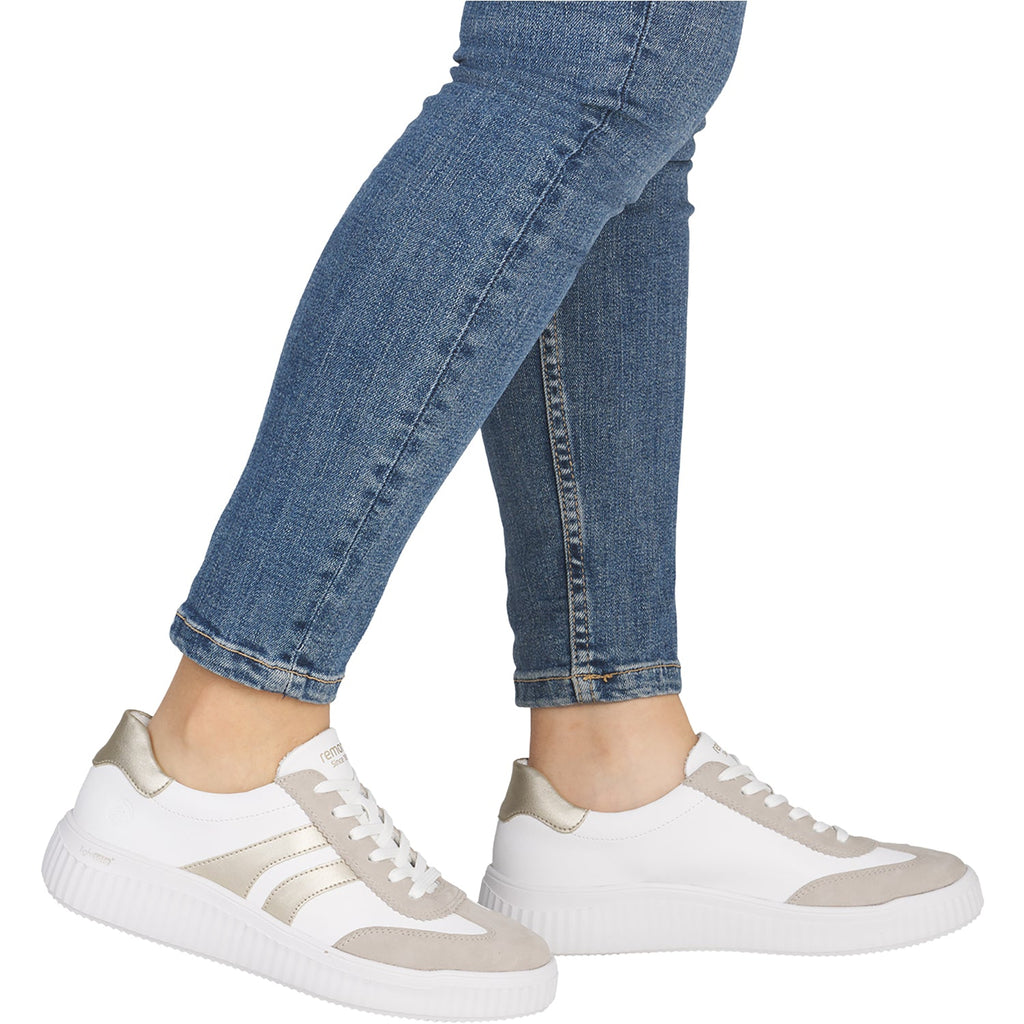 Remonte D3E00-80 Women's Sporty Lace Up Shoes Iceberg/Weiss/Pale Gold