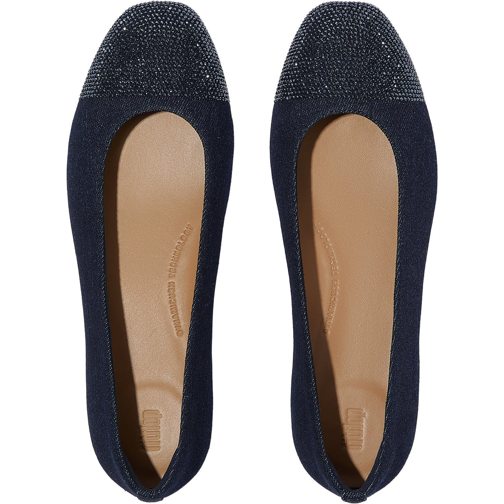 FitFlop Delicato Crystal Cap-Toe Ballet Flat Women's Flats Denim