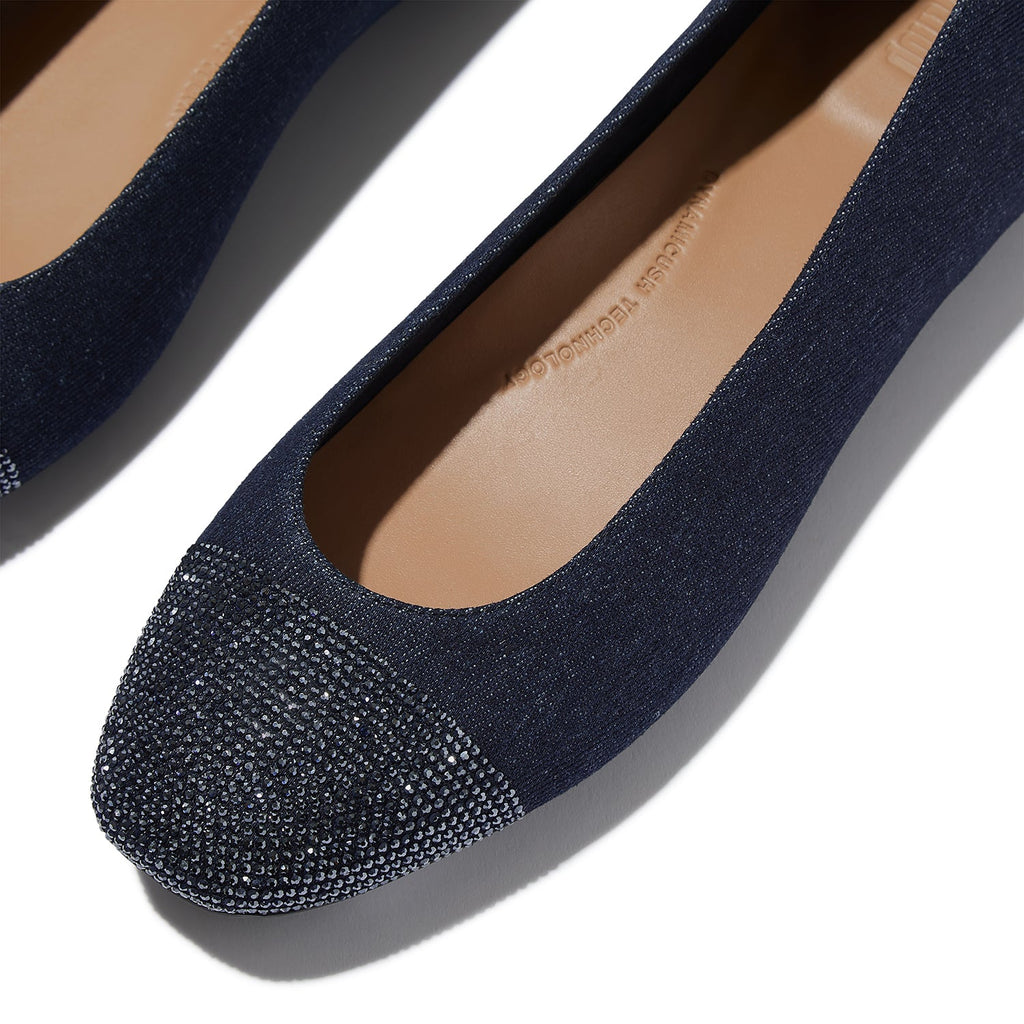 FitFlop Delicato Crystal Cap-Toe Ballet Flat Women's Flats Denim