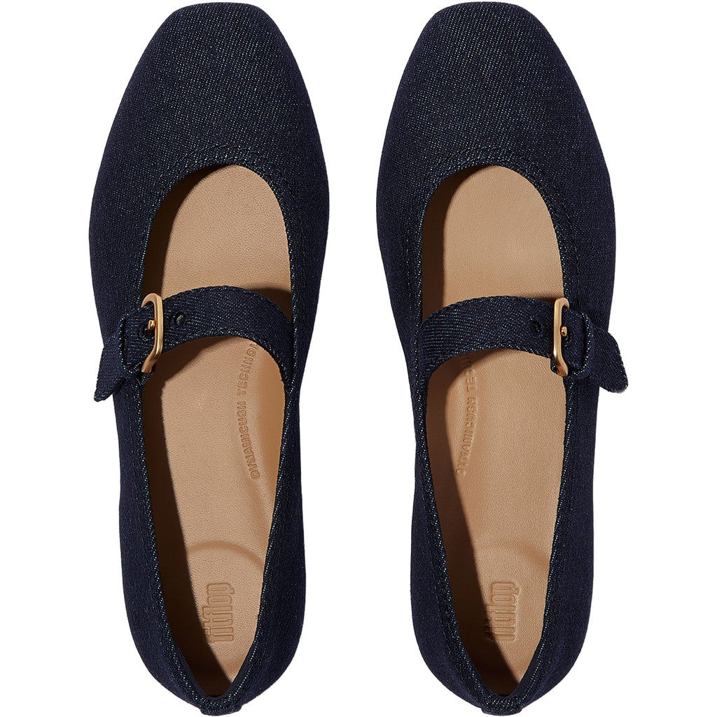 FitFlop Delicato Denim Women's Mary Jane Flats Dark Denim