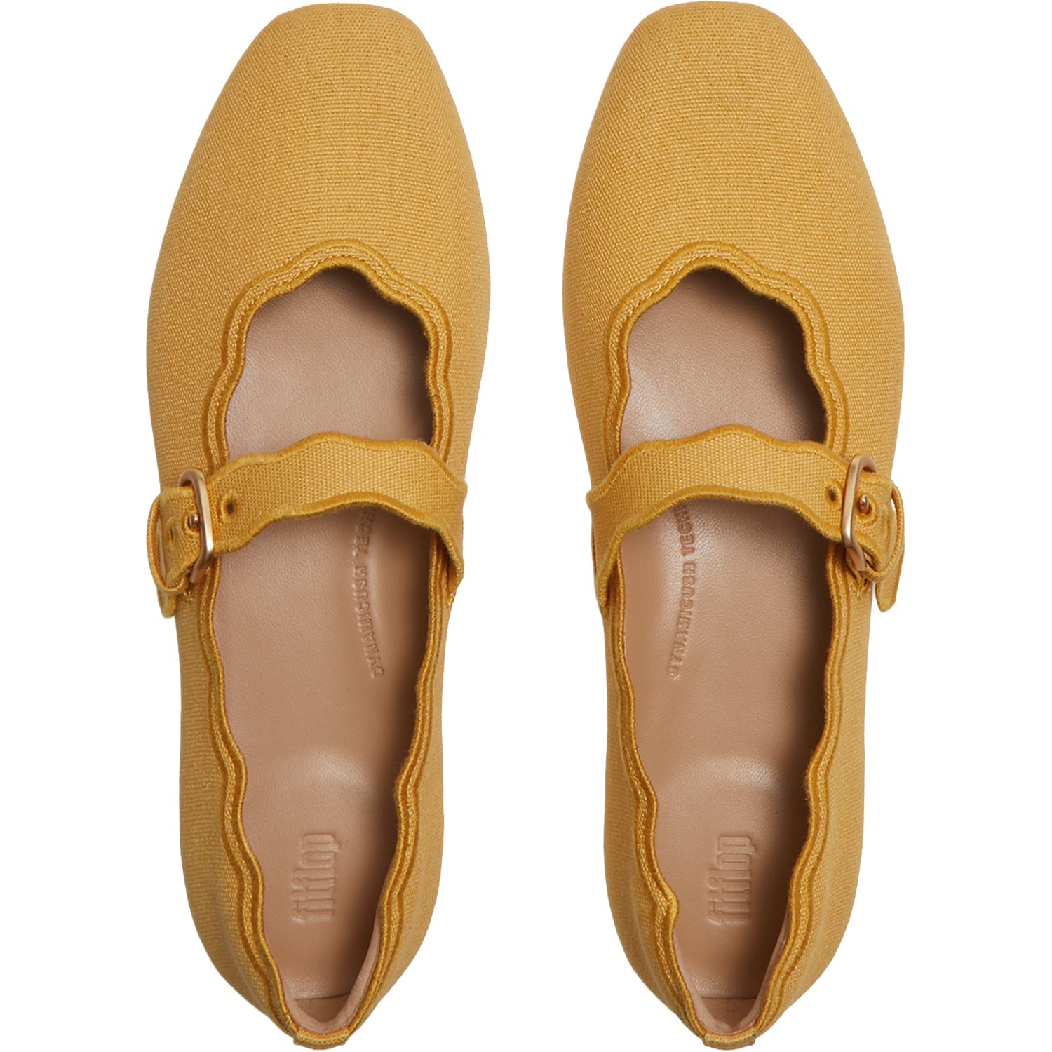 FitFlop Delicato Wave-Edge Canvas Women's Mary Jane Flats Turmeric