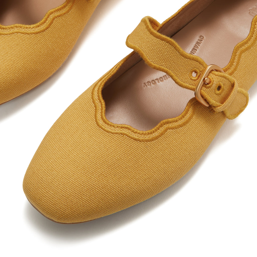 FitFlop Delicato Wave-Edge Canvas Women's Mary Jane Flats Turmeric
