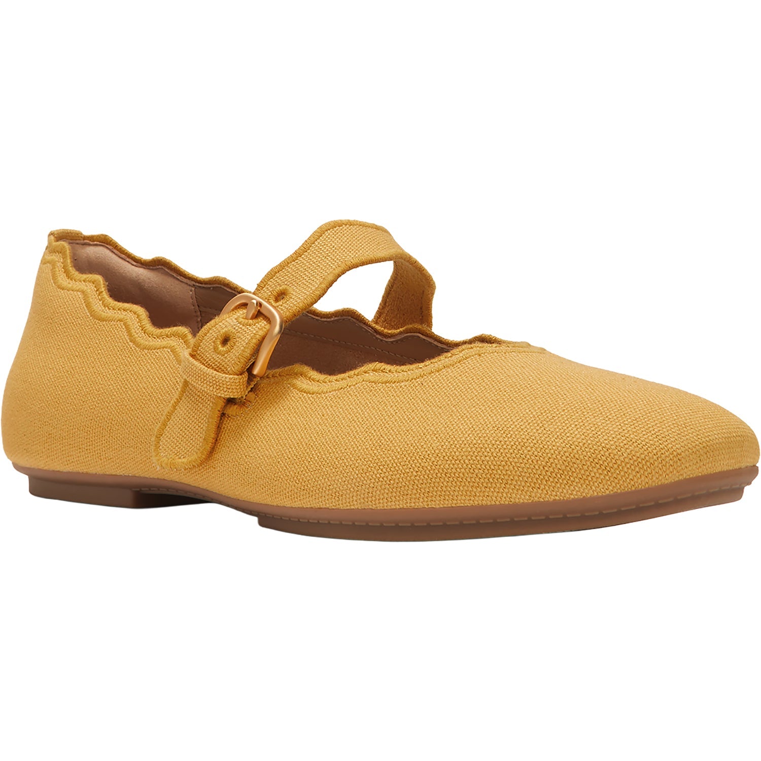 FitFlop Delicato Wave-Edge Canvas Women's Mary Jane Flats Turmeric