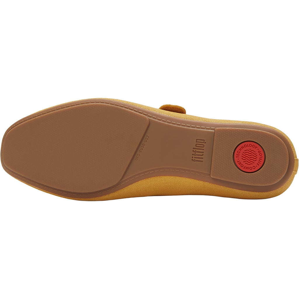 FitFlop Delicato Wave-Edge Canvas Women's Mary Jane Flats Turmeric