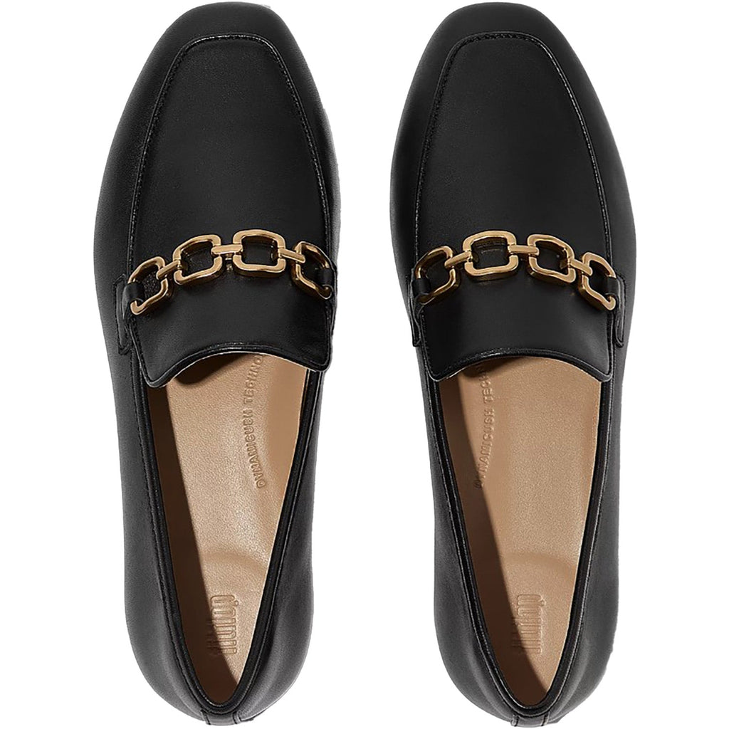 Fitflop Delicato Square-Chain Soft Loafer Women's Dress Flats Black