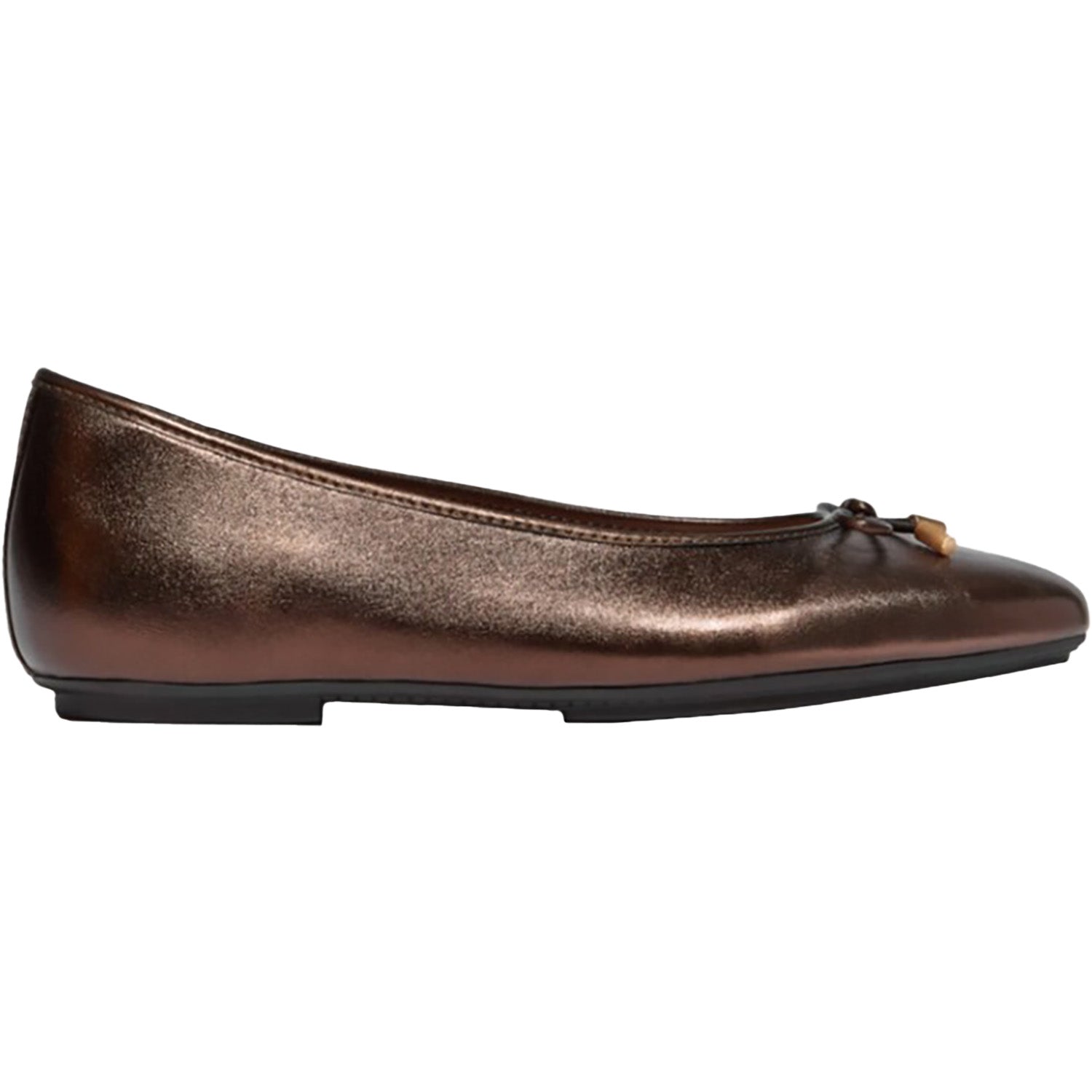 Fitflop Delicato Bow Soft Metallic- Ballet Flat Women's Dress Flats Metallic Chocolate Brown