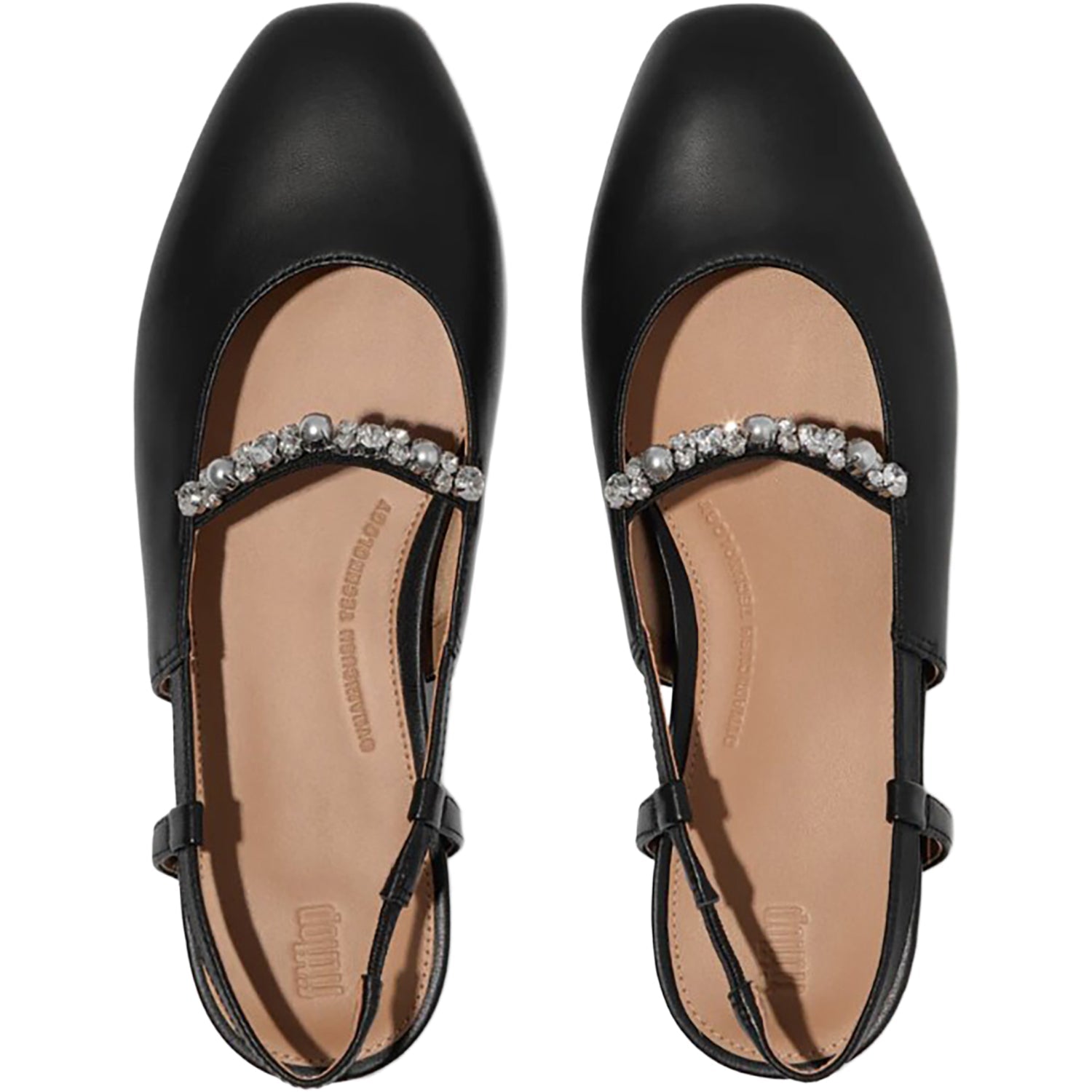 Fitflop Delicato Pearls-and-Crystal Slingback Women's Dress Flats Black
