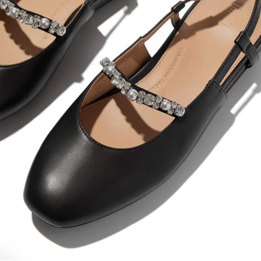 Fitflop Delicato Pearls-and-Crystal Slingback Women's Dress Flats Black