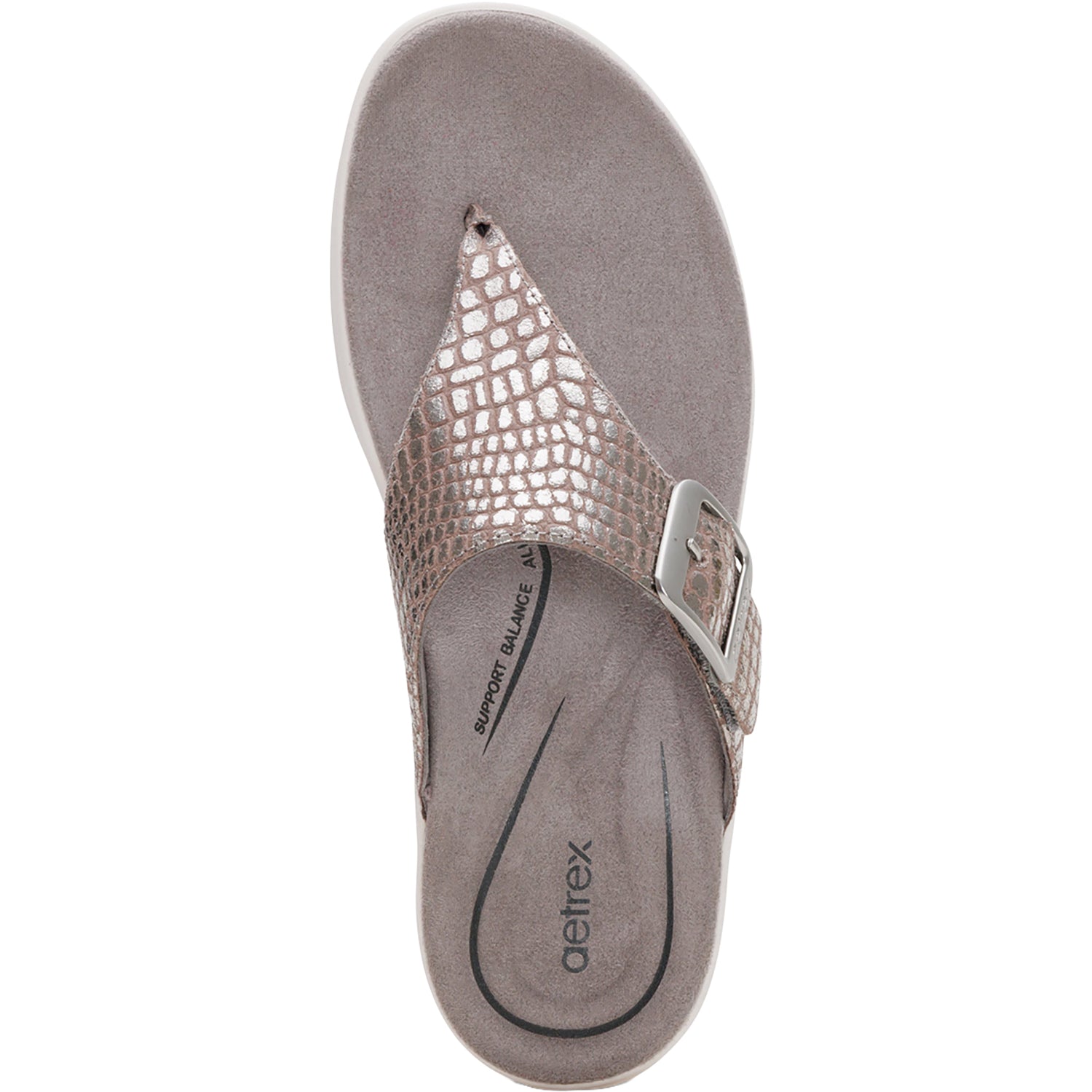 Aetrex Donna Women's Sandals Pewter Metallic