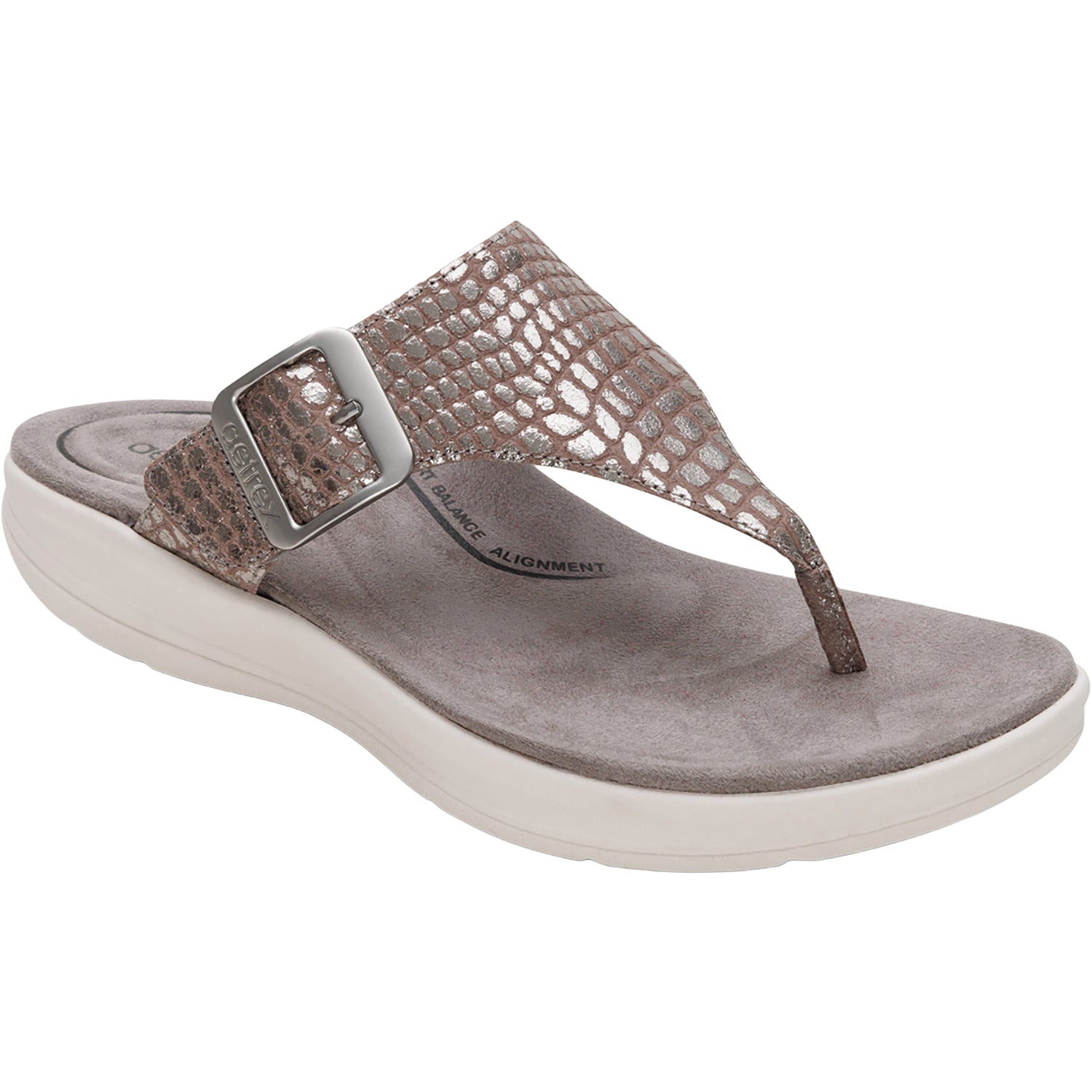 Aetrex Donna Women's Sandals Pewter Metallic