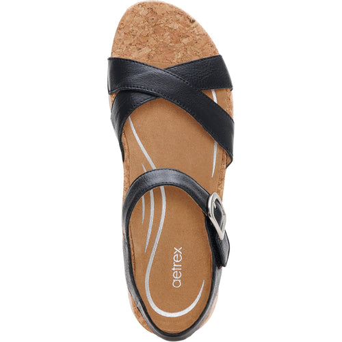 Aetrex Flora Women's Wedge Sandals Black