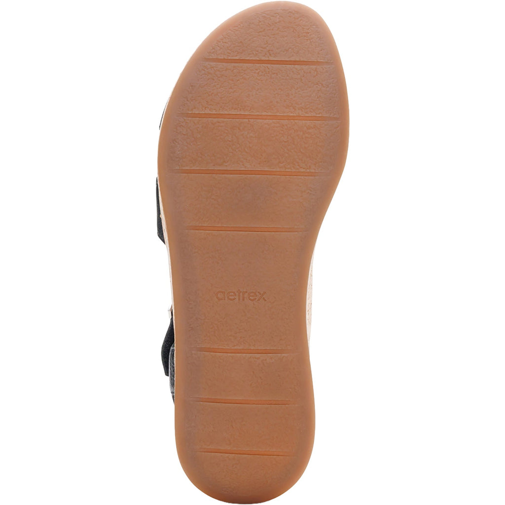 Aetrex Flora Women's Wedge Sandals Black