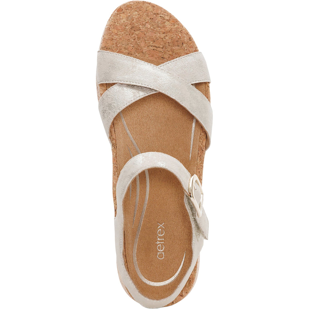 Aetrex Flora Women's Wedge Sandals Champagne