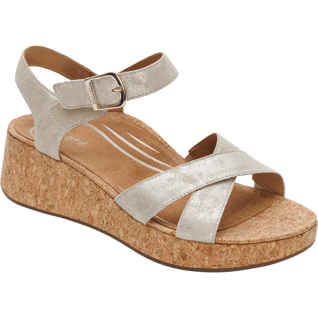 Aetrex Flora Women's Wedge Sandals Champagne