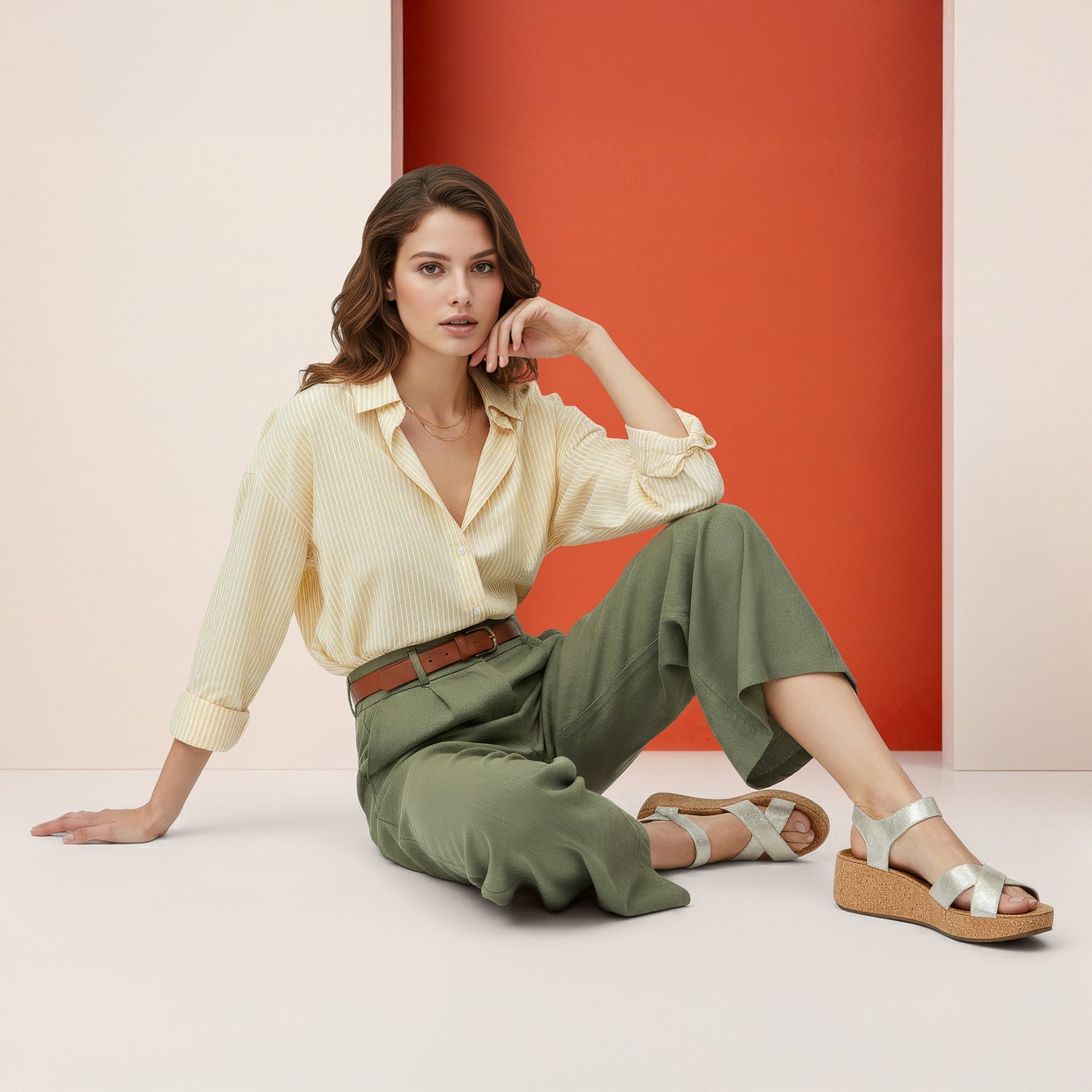 Aetrex Flora Women's Wedge Sandals Champagne
