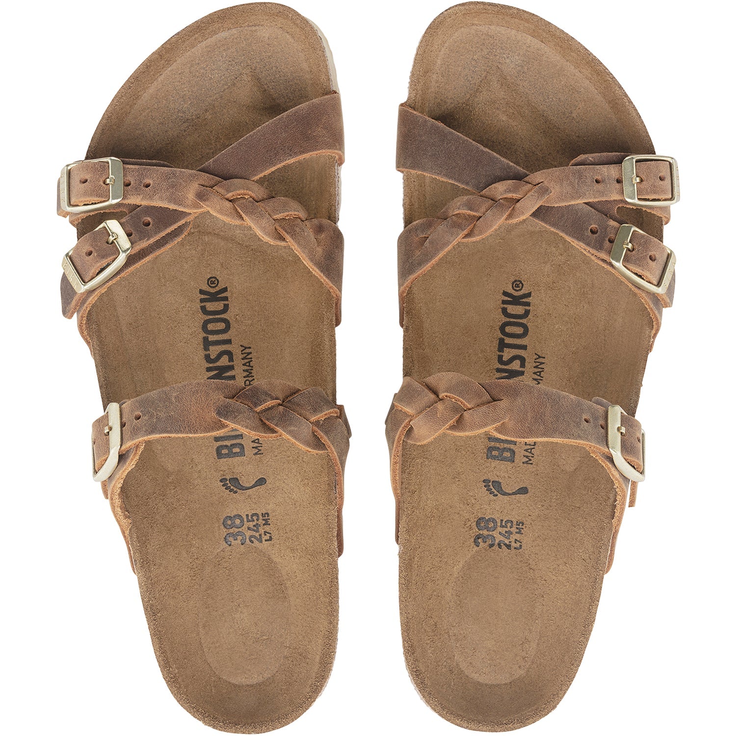 Birkenstock Franca Braid Women's Sandals Cognac Oiled Leather