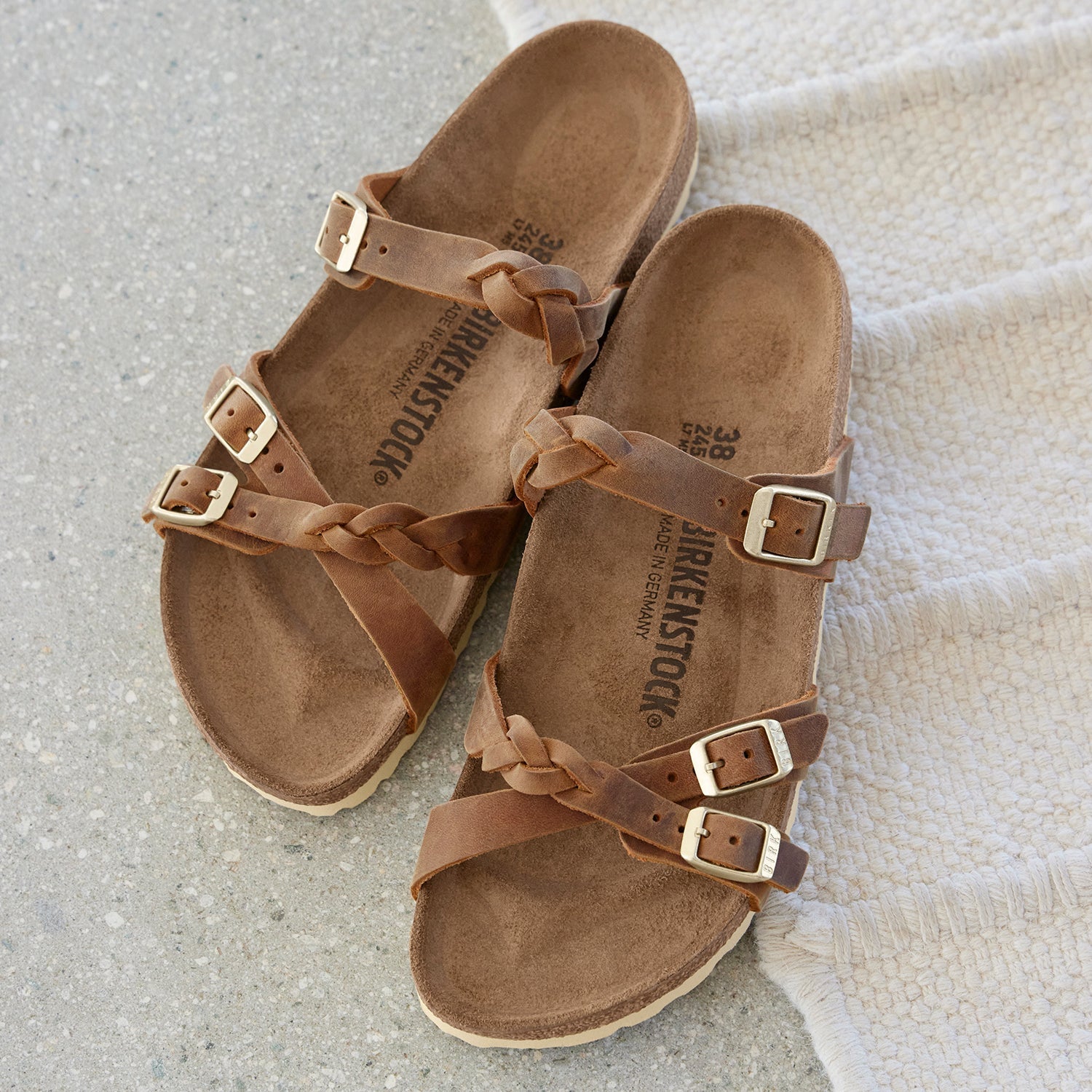 Birkenstock Franca Braid Women's Sandals Cognac Oiled Leather