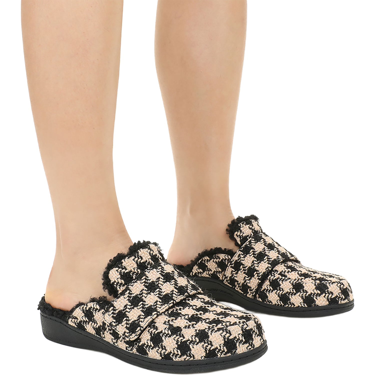 Vionic Gemma II Women's Slippers Black/Cream Houndstooth