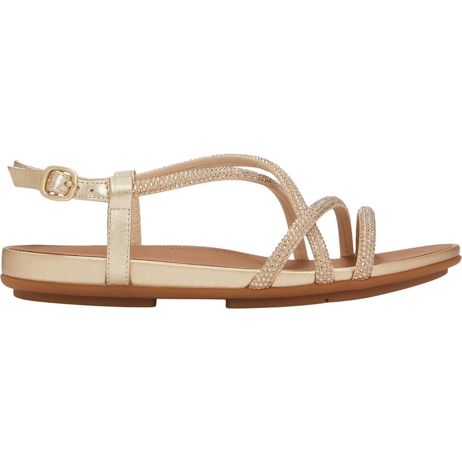 FitFlop Gracie Crystal Strappy Back-Strap Sandal Women's Dress Sandals Platino