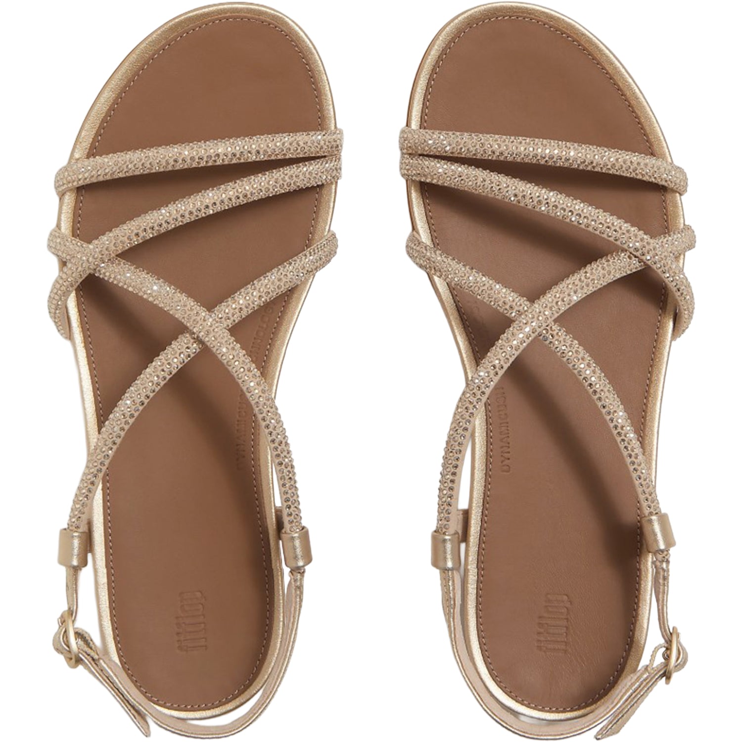 FitFlop Gracie Crystal Strappy Back-Strap Sandal Women's Dress Sandals Platino