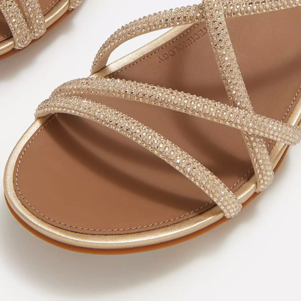 FitFlop Gracie Crystal Strappy Back-Strap Sandal Women's Dress Sandals Platino