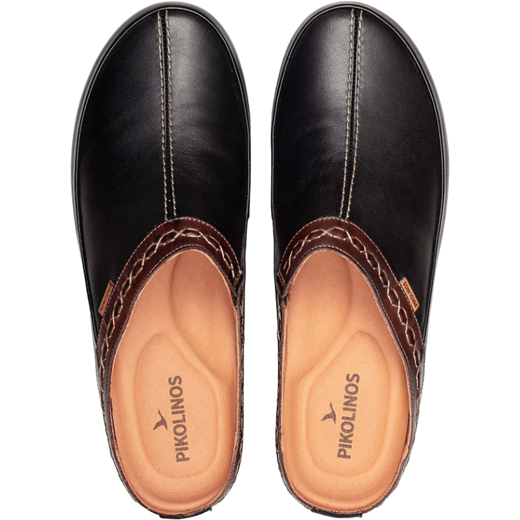 Pikolinos Granada W0W-3922C1 Women's Open Back Clogs Black Leather
