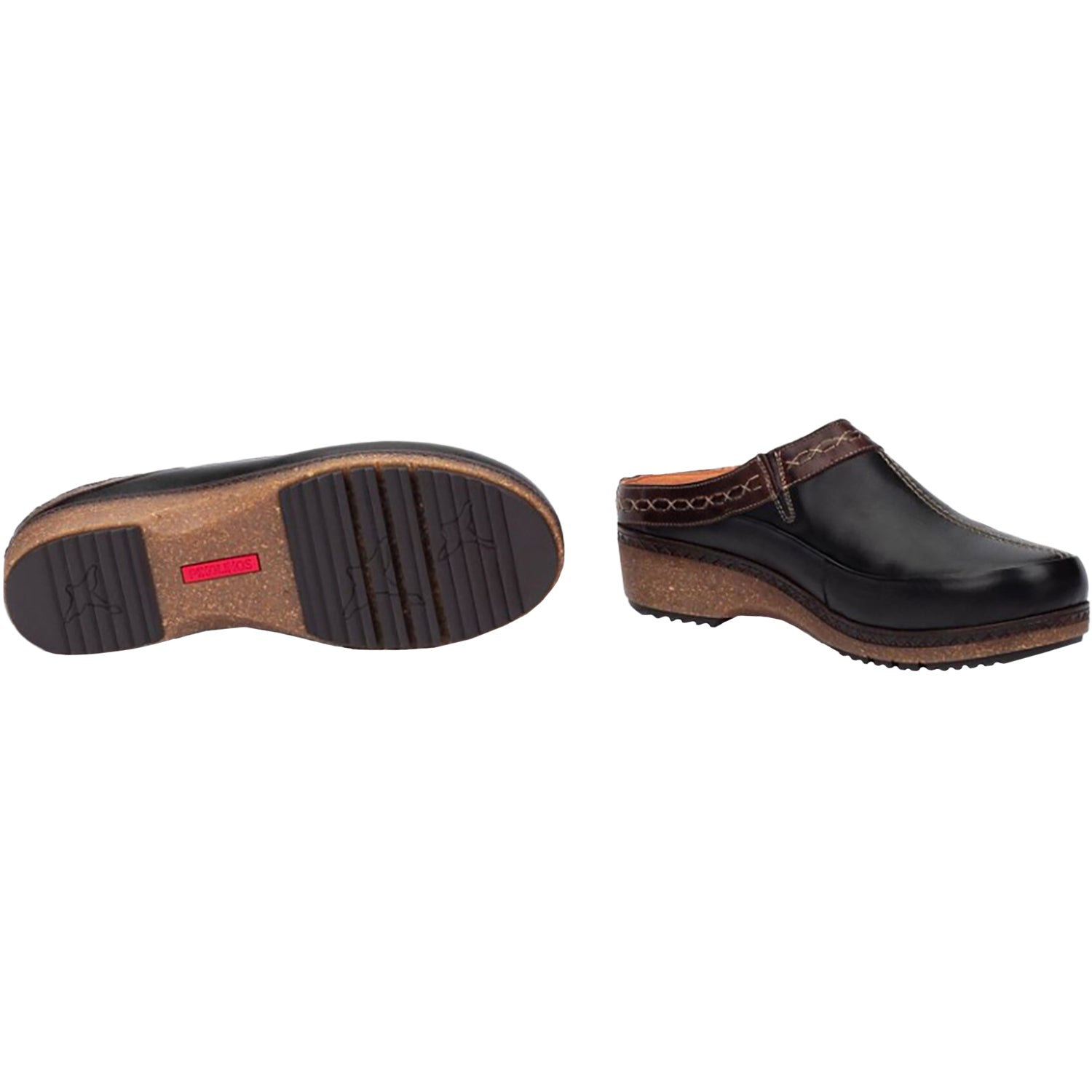 Pikolinos Granada W0W-3922C1 Women's Open Back Clogs Black Leather