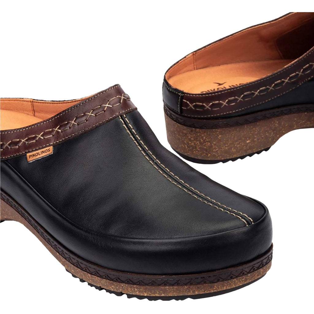 Pikolinos Granada W0W-3922C1 Women's Open Back Clogs Black Leather
