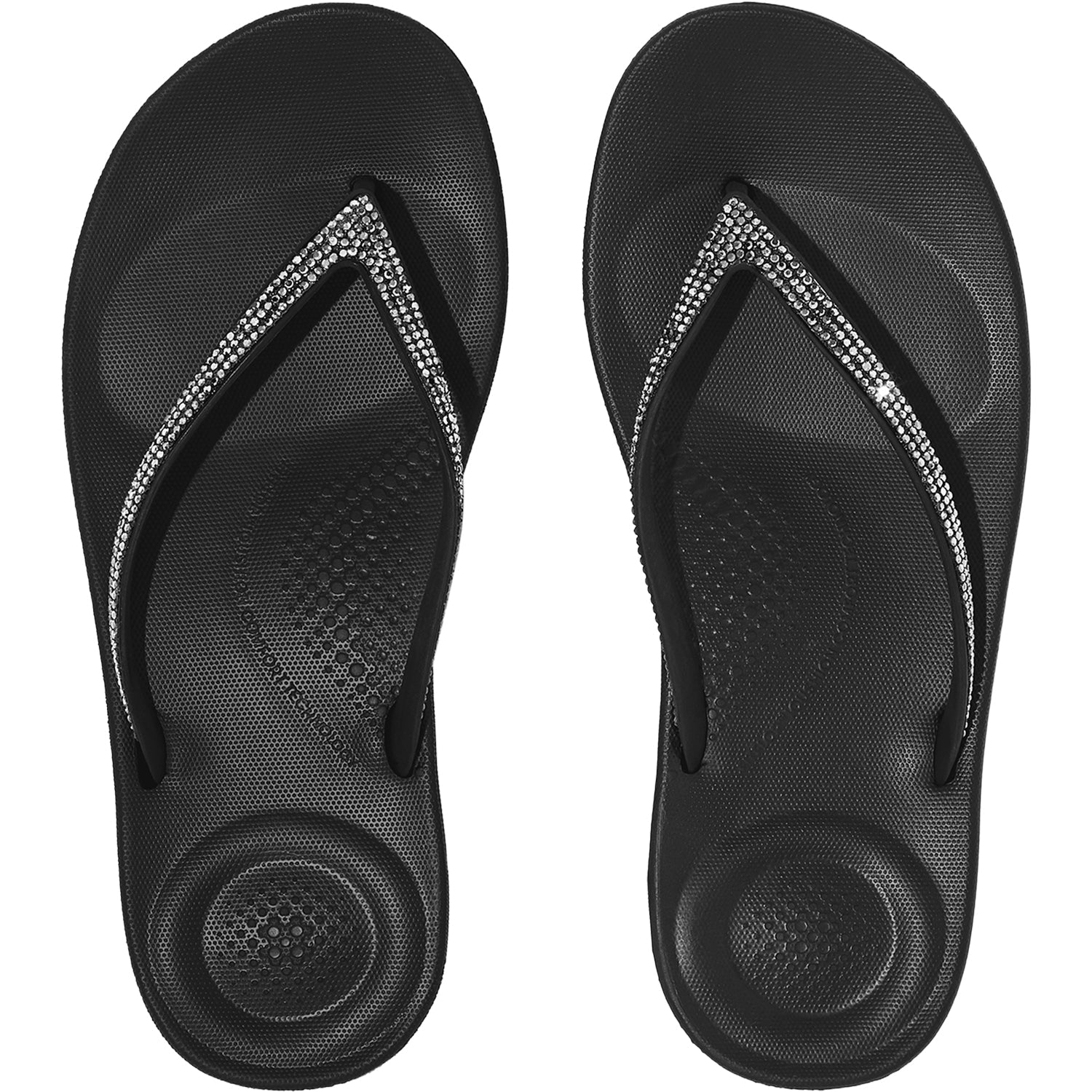 FitFlop iQushion Women's Thong Sandals Sparkle Black