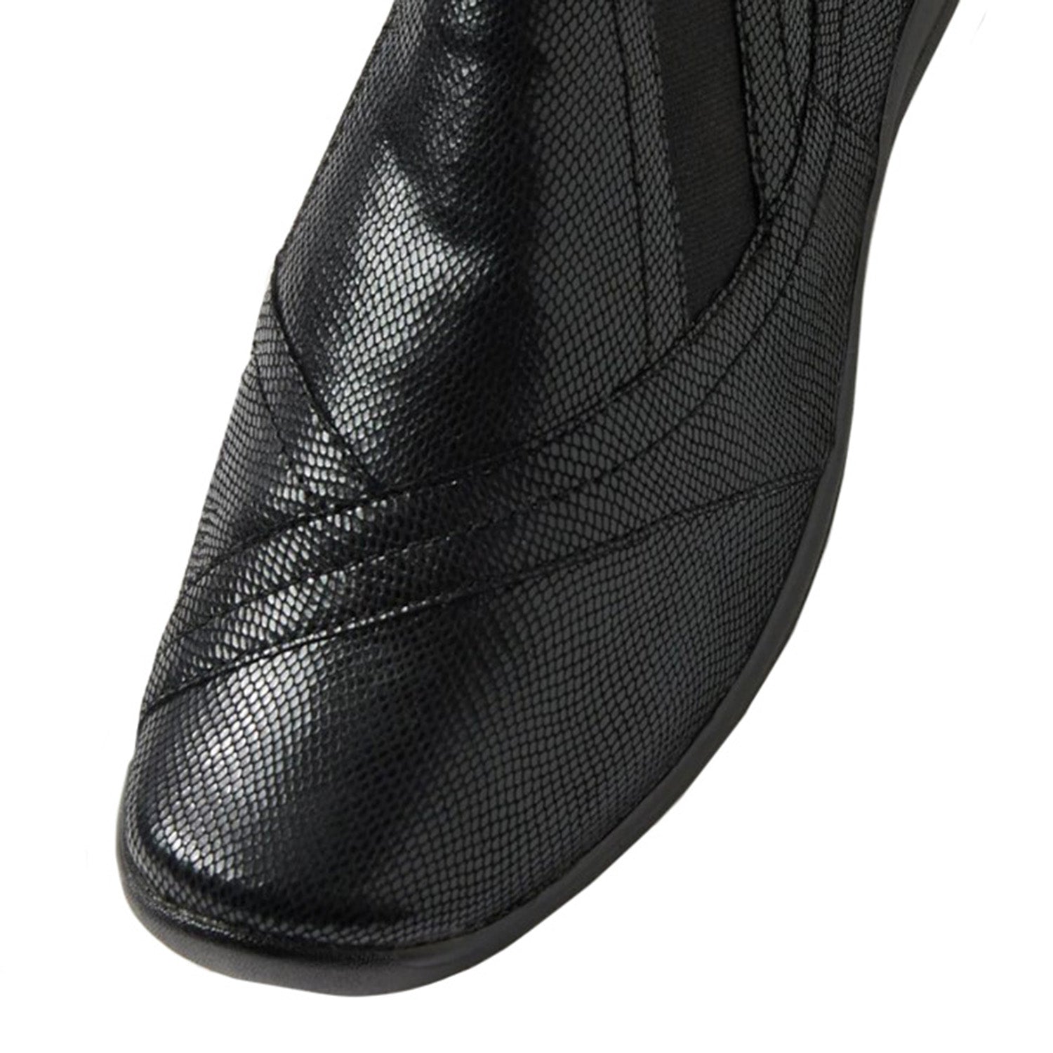 Ziera Java q Women's Slip Ons Black Lizard Shine Leather