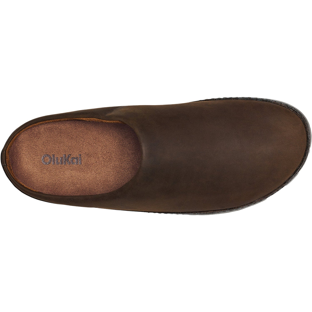 Olukai Ku'U Oiled Men's Slippers Open Back Dark Java/Dark Java