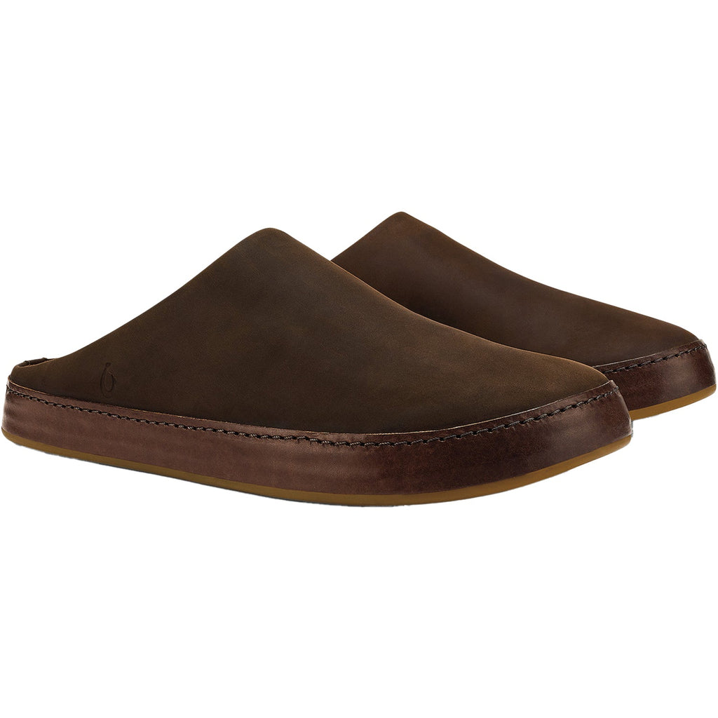 Olukai Ku'U Oiled Men's Slippers Open Back Dark Java/Dark Java