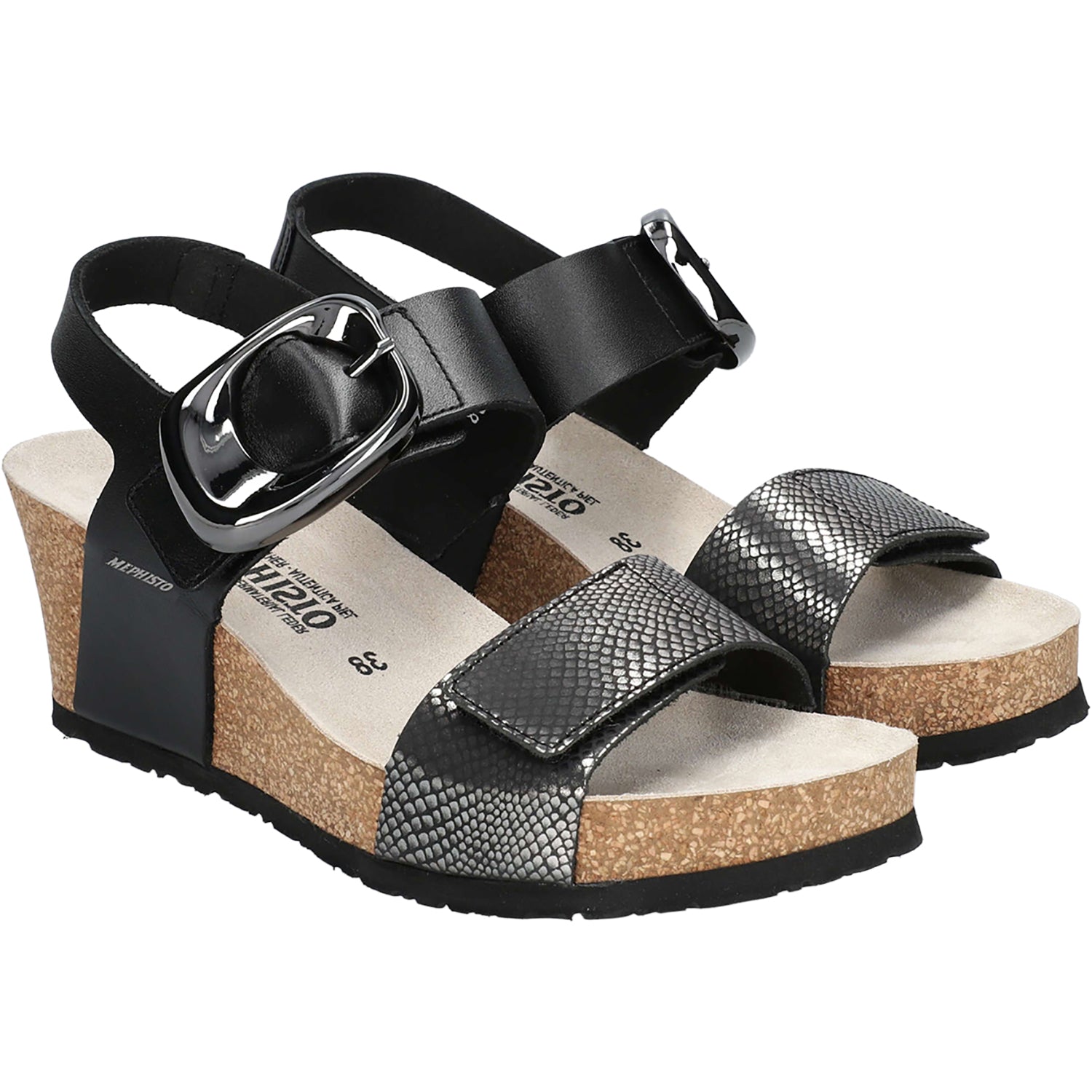 Mephisto Leandre Women's Wedge Sandals Grey Havana