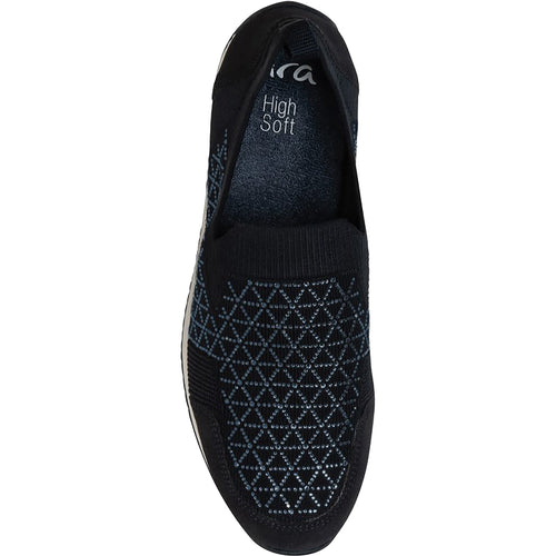 Ara Lisbon Wovenstretch with Sparkle Women's Athletic Athleisure Shoes Slip Ons Navy