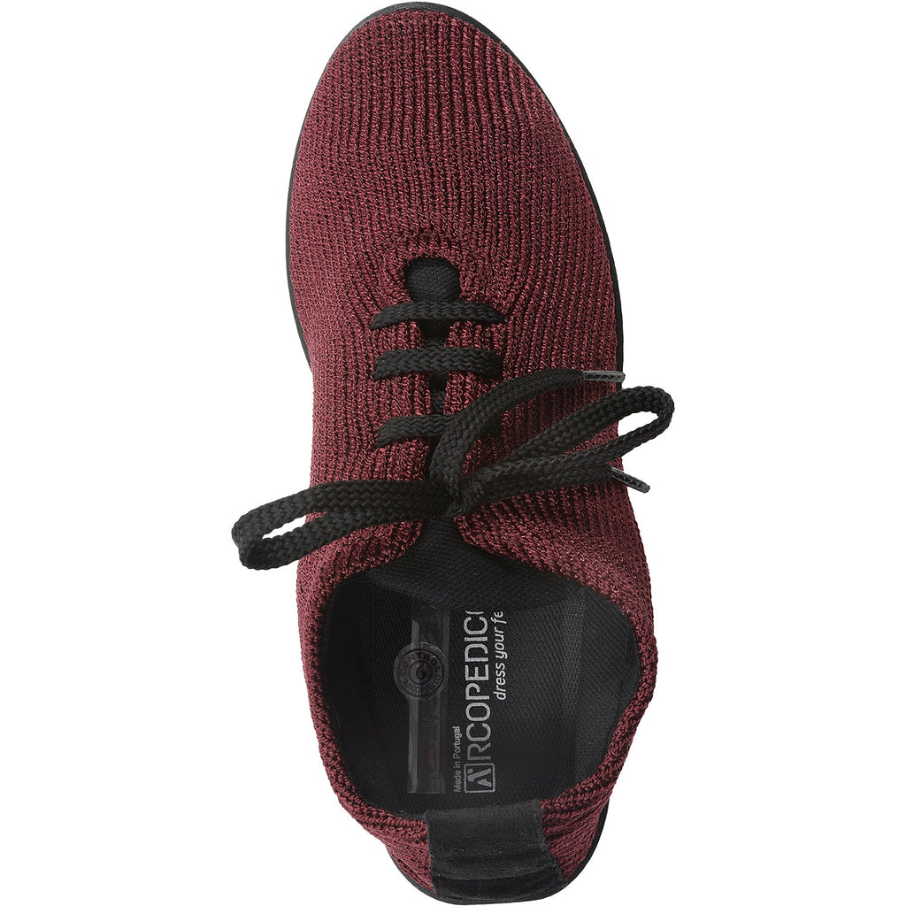 Arcopedico LS Knit Fabric Women's Athleisure Lace Up Shoes Bordeaux