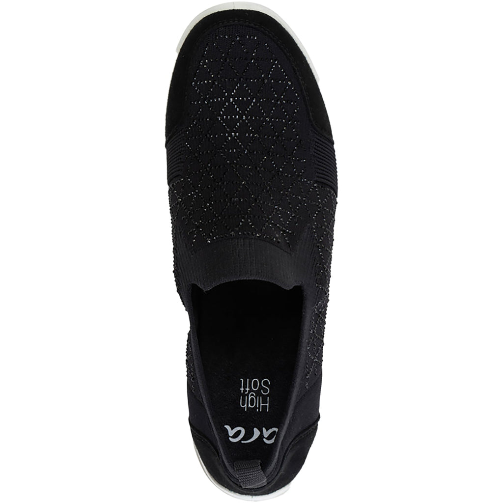 Ara Lisbon Wovenstretch With Sparkle Women's Athletic Athleisure Shoes Slip Ons Black/White