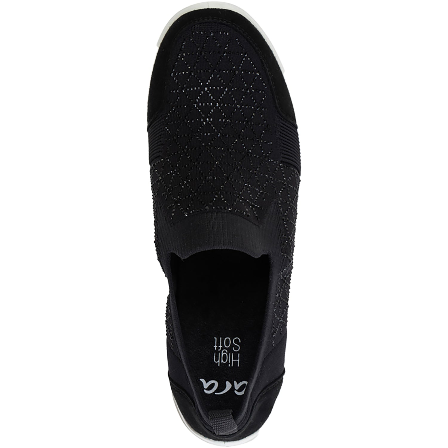 Ara Lisbon Wovenstretch With Sparkle Women's Athletic Athleisure Shoes Slip Ons Black/White