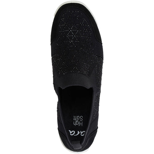 Ara Lisbon Wovenstretch With Sparkle Women's Athletic Athleisure Shoes Slip Ons Black/White