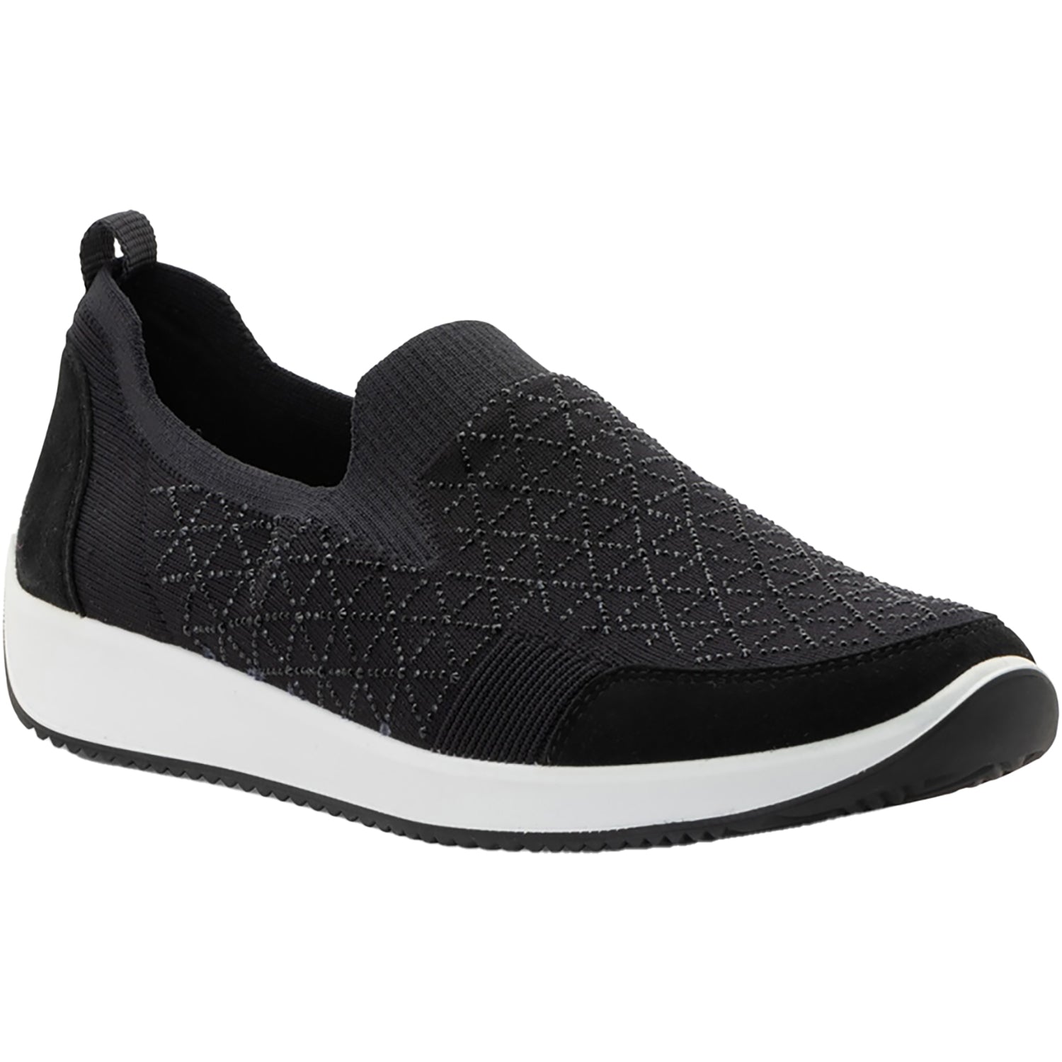 Ara Lisbon Wovenstretch With Sparkle Women's Athletic Athleisure Shoes Slip Ons Black/White