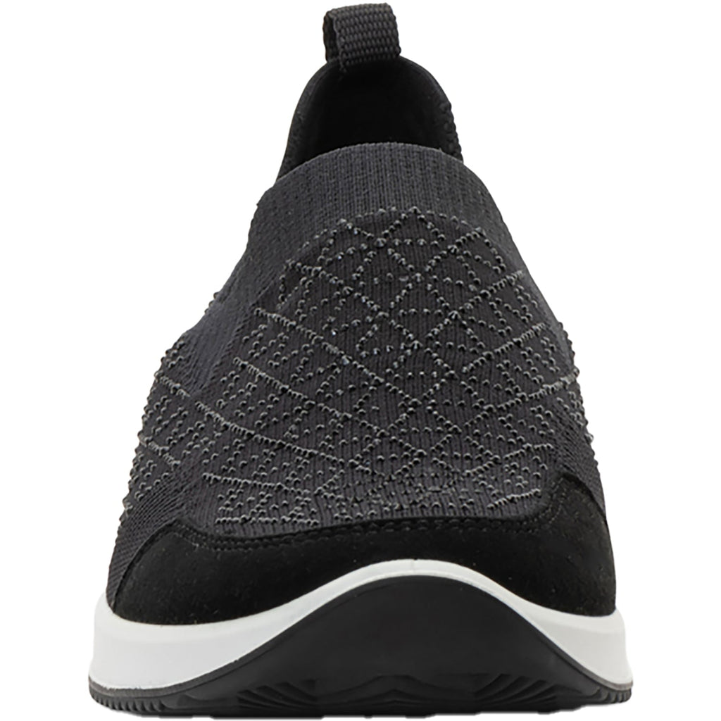 Ara Lisbon Wovenstretch With Sparkle Women's Athletic Athleisure Shoes Slip Ons Black/White