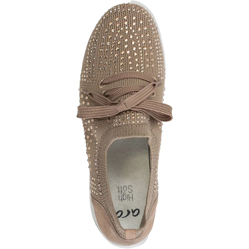 Ara Lisbon Lace Wovenstretch With Sparkle Women's Athletic Athleisure Shoes Lace Up Shoes Sand