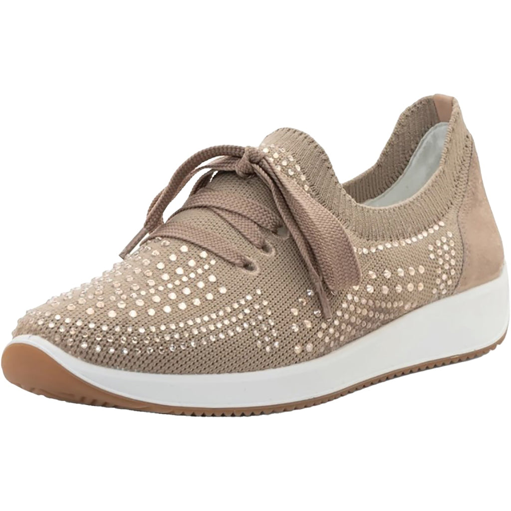 Ara Lisbon Lace Wovenstretch With Sparkle Women's Athletic Athleisure Shoes Lace Up Shoes Sand