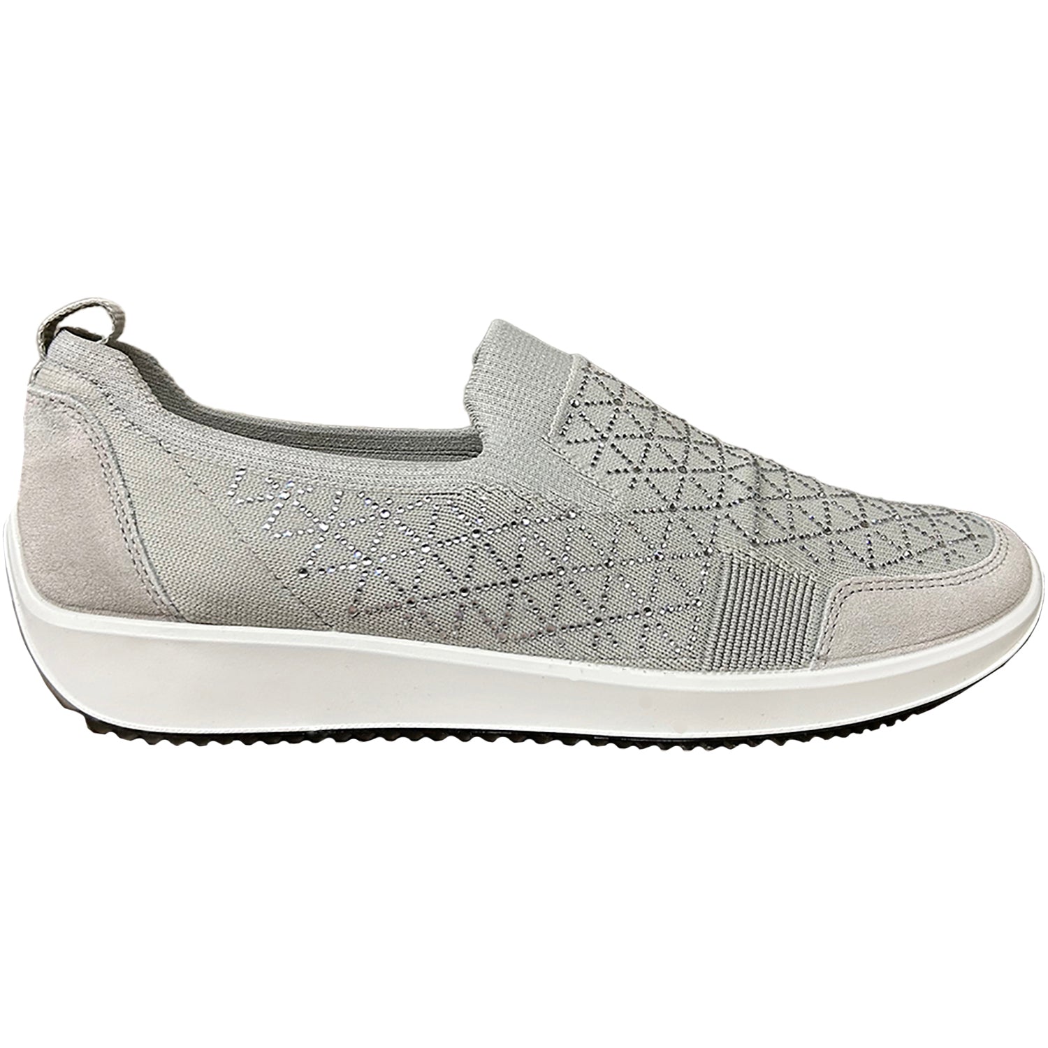 Ara Lisbon Wovenstretch with Sparkle Women's Athletic Athleisure Shoes Slip Ons Pebble