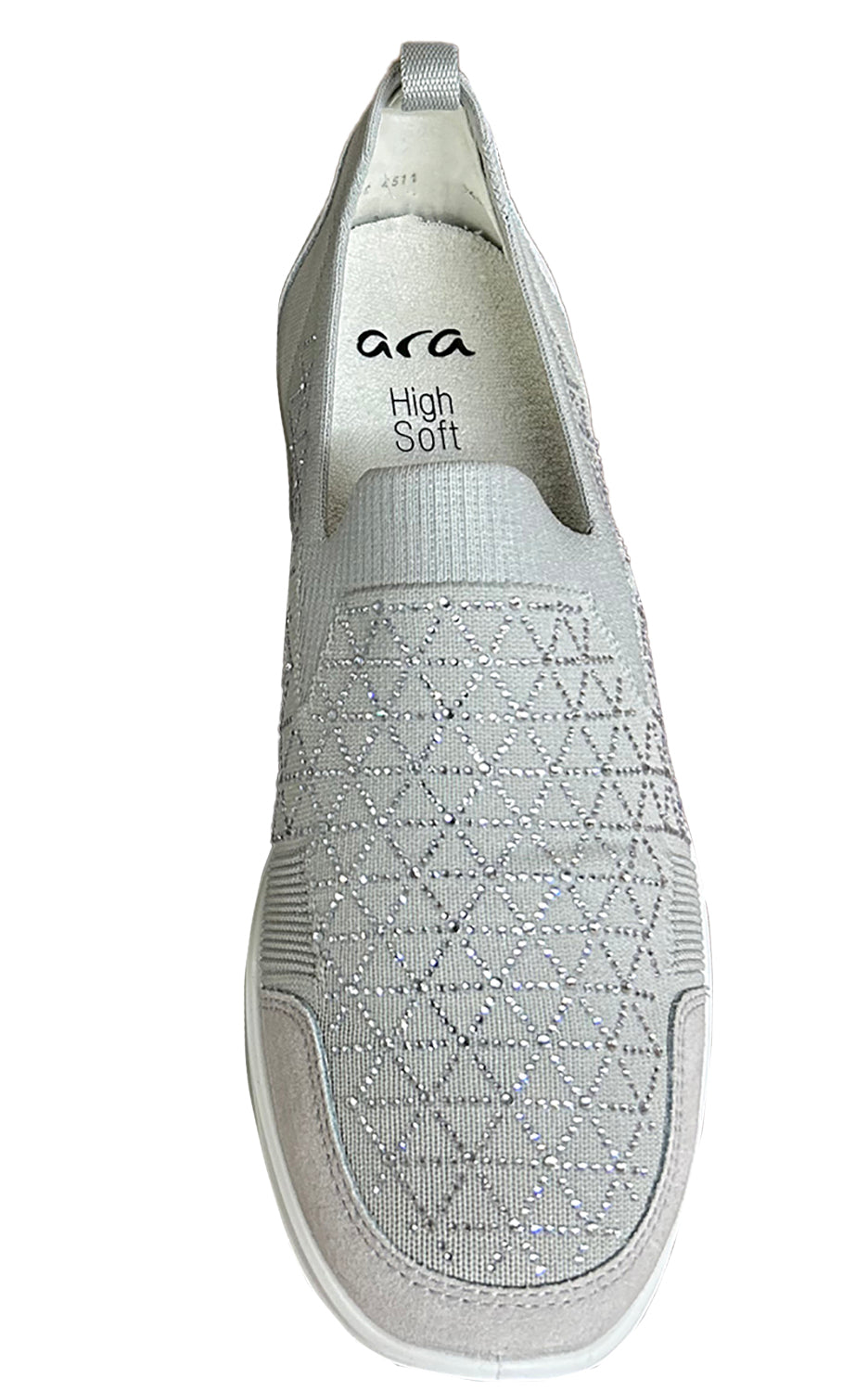 Ara Lisbon Wovenstretch with Sparkle Women's Athletic Athleisure Shoes Slip Ons Pebble