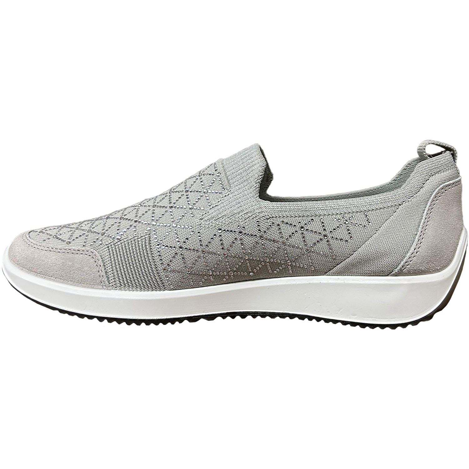 Ara Lisbon Wovenstretch with Sparkle Women's Athletic Athleisure Shoes Slip Ons Pebble