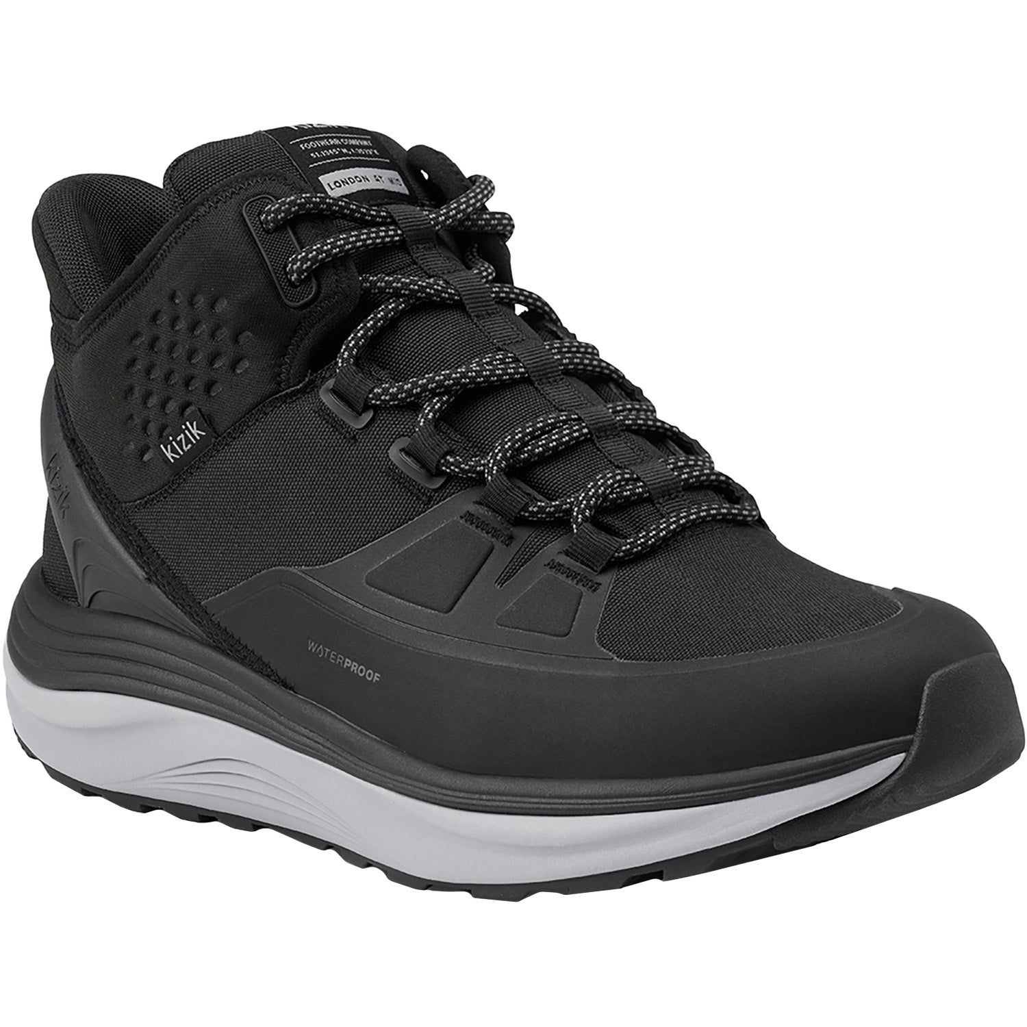 KIZIK London All Terrain Mid Waterproof Men's Athletic Shoes Trail/Hiking Black/Alloy