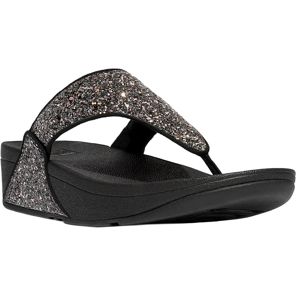 FitFlop Lulu Multi-Tonal Glitter Toe-Post Sandal Women's Thong Sandals Black Multi
