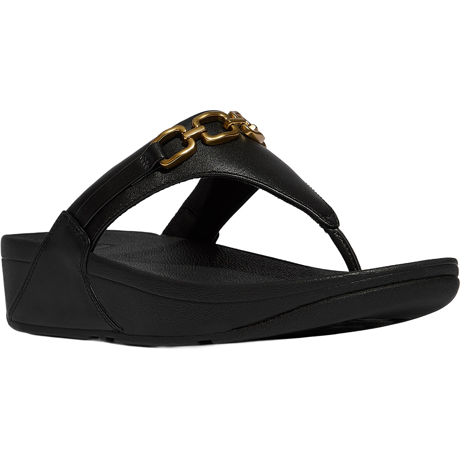 FitFlop Lulu Square-Chain Toe-Post Sandal Women's Thong Sandals Black